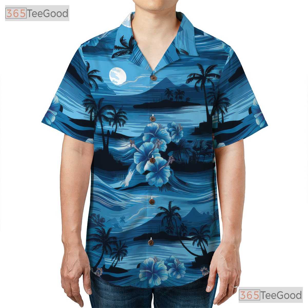 Palm Tree Flower Hawaiian Shirt - Ocean Aloha Beach Party Unisex S-5XL