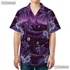 Aloha Purple Palm Hawaiian Shirt - Ocean Flower Beach Style Women S-5XL