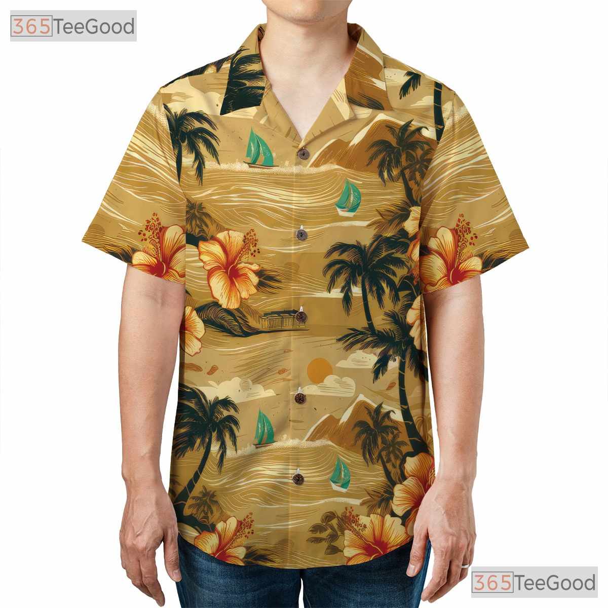 Classic Palm Hibiscus Hawaiian Shirt - Tropical Beach Party Men S-5XL