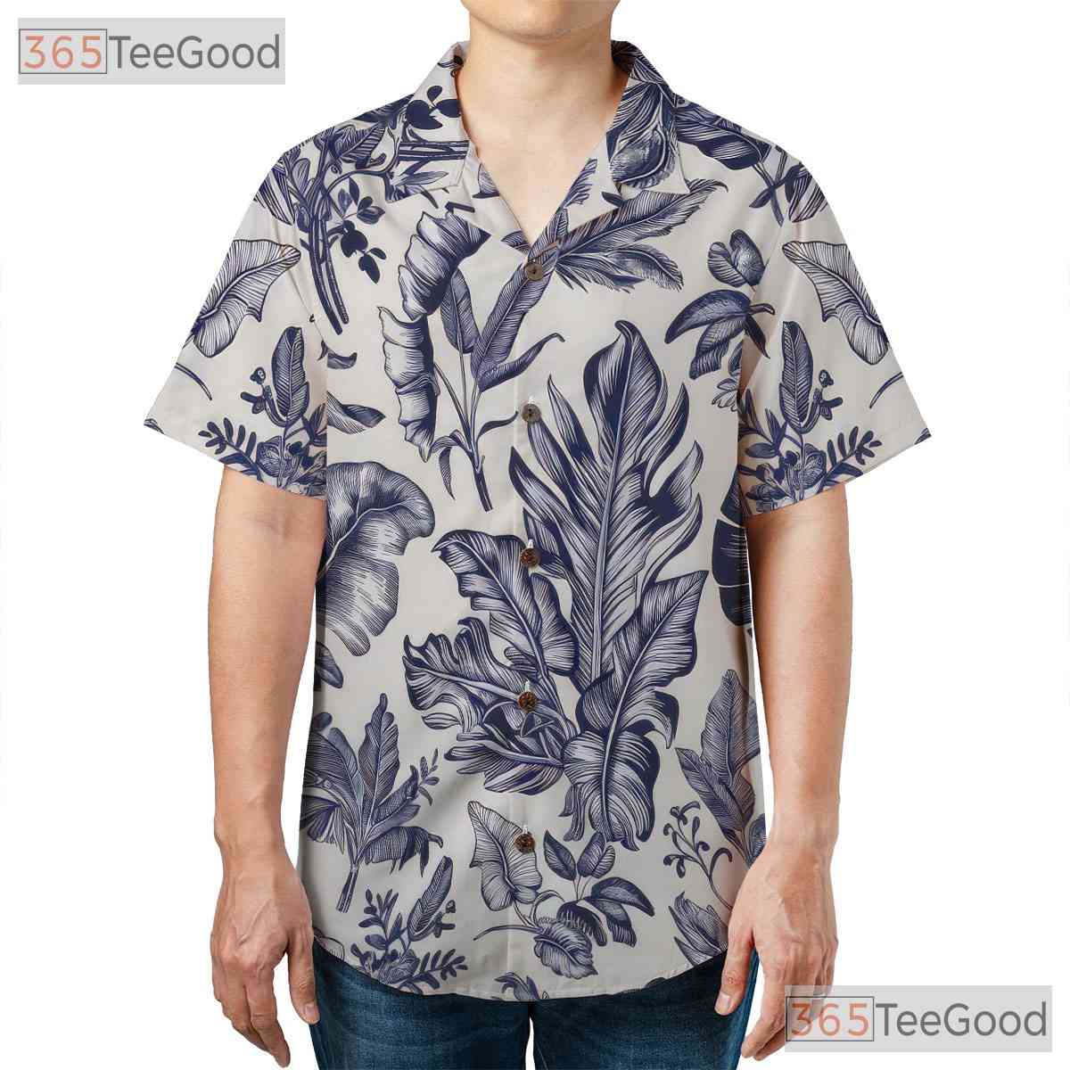 Tropical White Blue Botanical Hawaiian Shirt - Aloha Vacation Wear Unisex