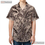Classic Black & White Jungle Floral Aloha Shirt - Women's Hawaiian Tee