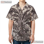 Retro Black & White Tropical Jungle Hawaiian Shirt - Unisex Floral Aloha Tee