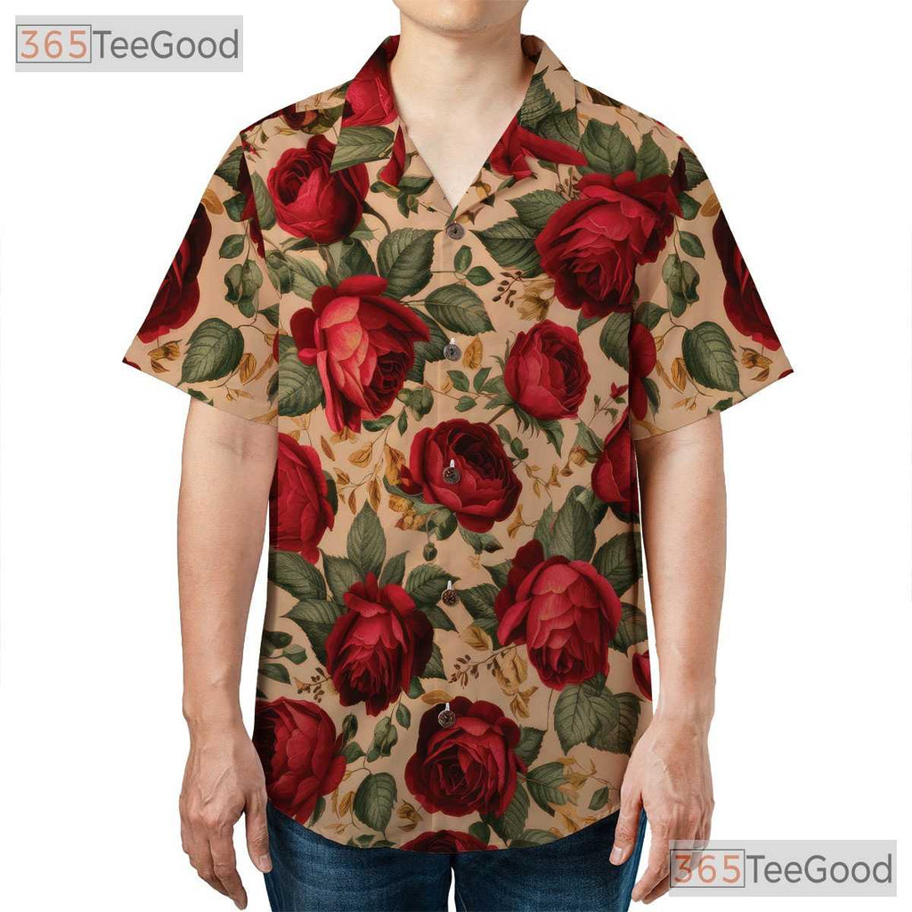 Vintage Blue Hibiscus Floral Hawaiian Shirt - Tropical Beach Tee For Men