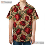Vintage Blue Hibiscus Floral Hawaiian Shirt - Tropical Beach Tee For Men