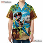 Tropical Pirate Hawaiian Shirt - Parrot Beach Party Tee For Men