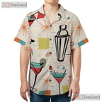 Retro Atomic Cocktail Hawaiian Tee - Unisex 1950s Lounge Shirt