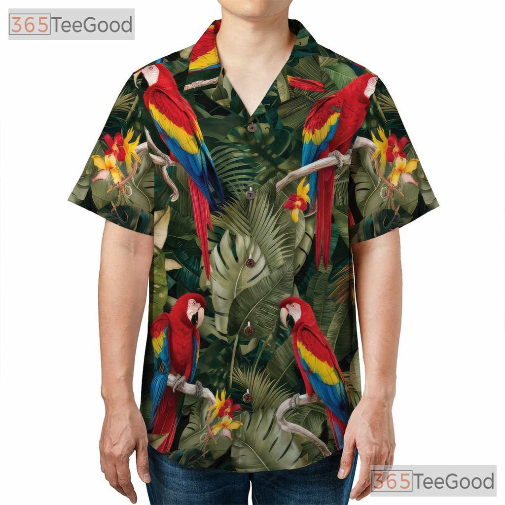 Vintage Macaw Hawaiian Tee - Tropical Jungle Shirt For Women