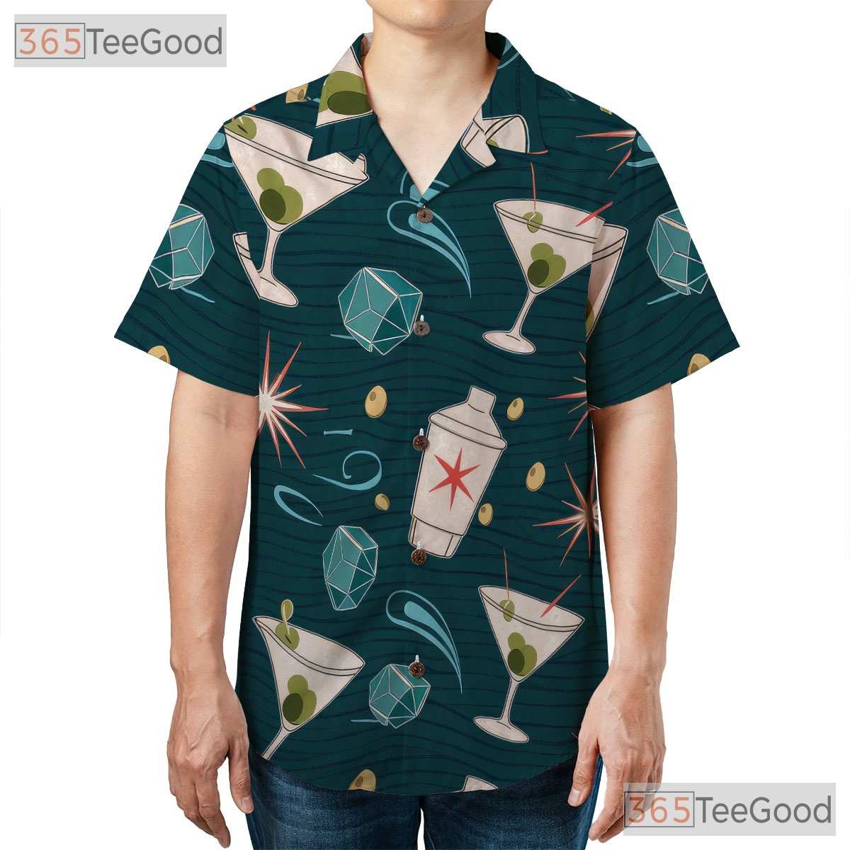 Unisex Atomic Bar Hawaiian Shirt - Vintage Martini Lounge Tee