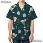 Minimalist Palm Tree Hawaiian Shirt - Black White Tee For Men
