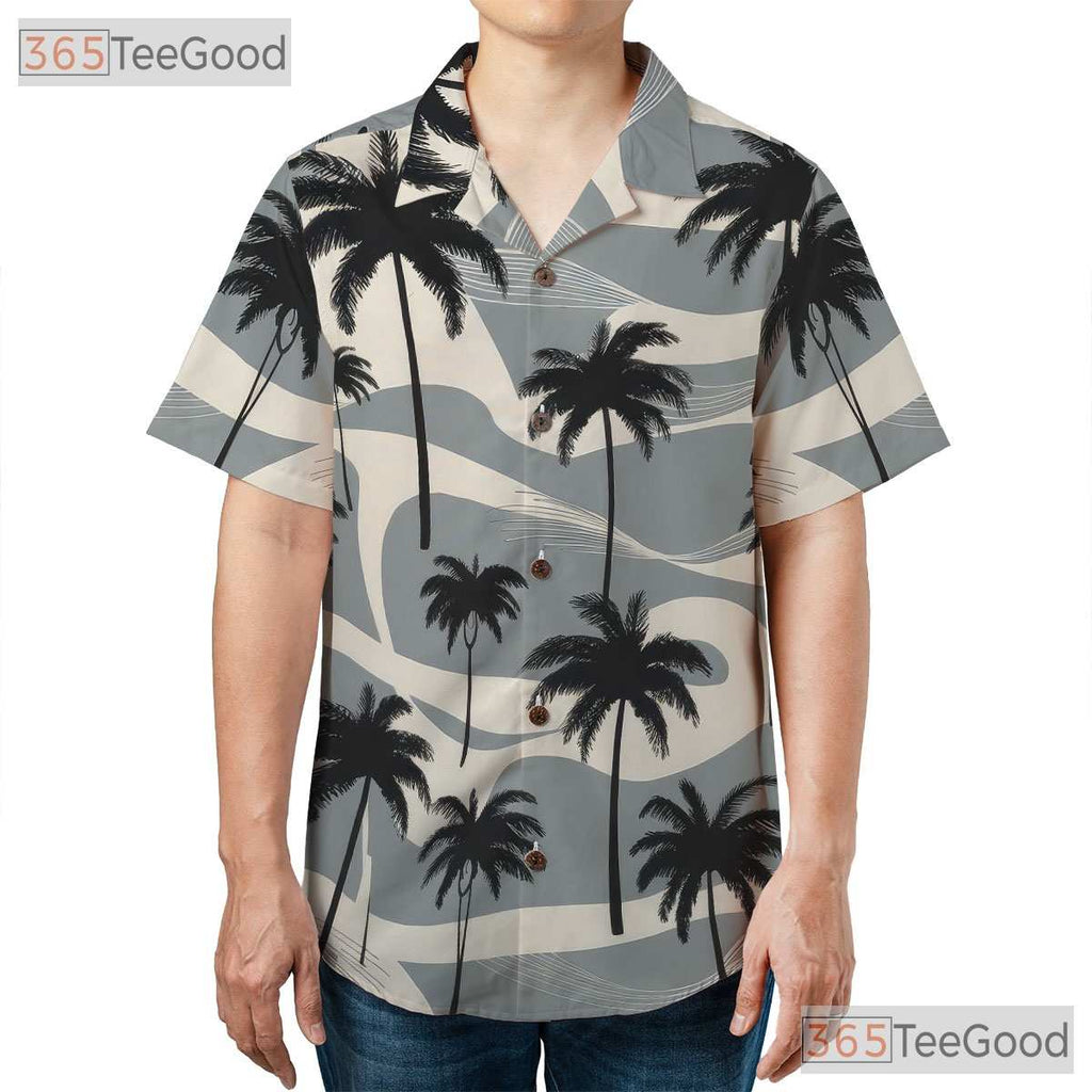 Elegant Minimal Palm Tree Hawaiian Tee - Unisex Aloha Shirt