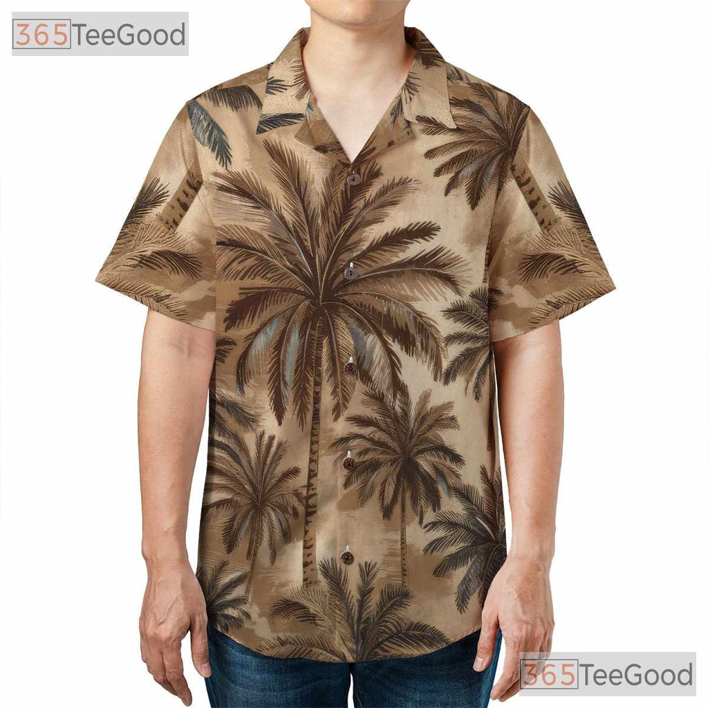 Palm Tree Beach Hawaiian Tee - Tropical Vintage Shirt Adult