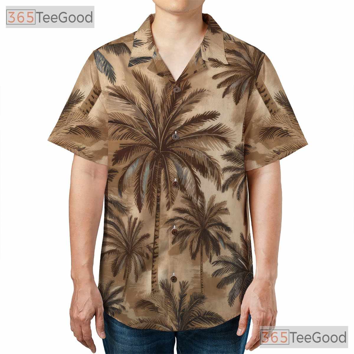 Palm Tree Beach Hawaiian Tee - Tropical Vintage Shirt Adult