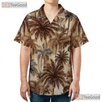 Retro Palm Tree Hawaiian Shirt for Men - Tropical Beach Vacation Tee