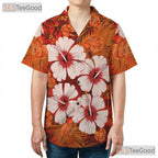 Unisex Orange Hibiscus Hawaiian Tee - Tropical Summer Aloha Outfit for Adults