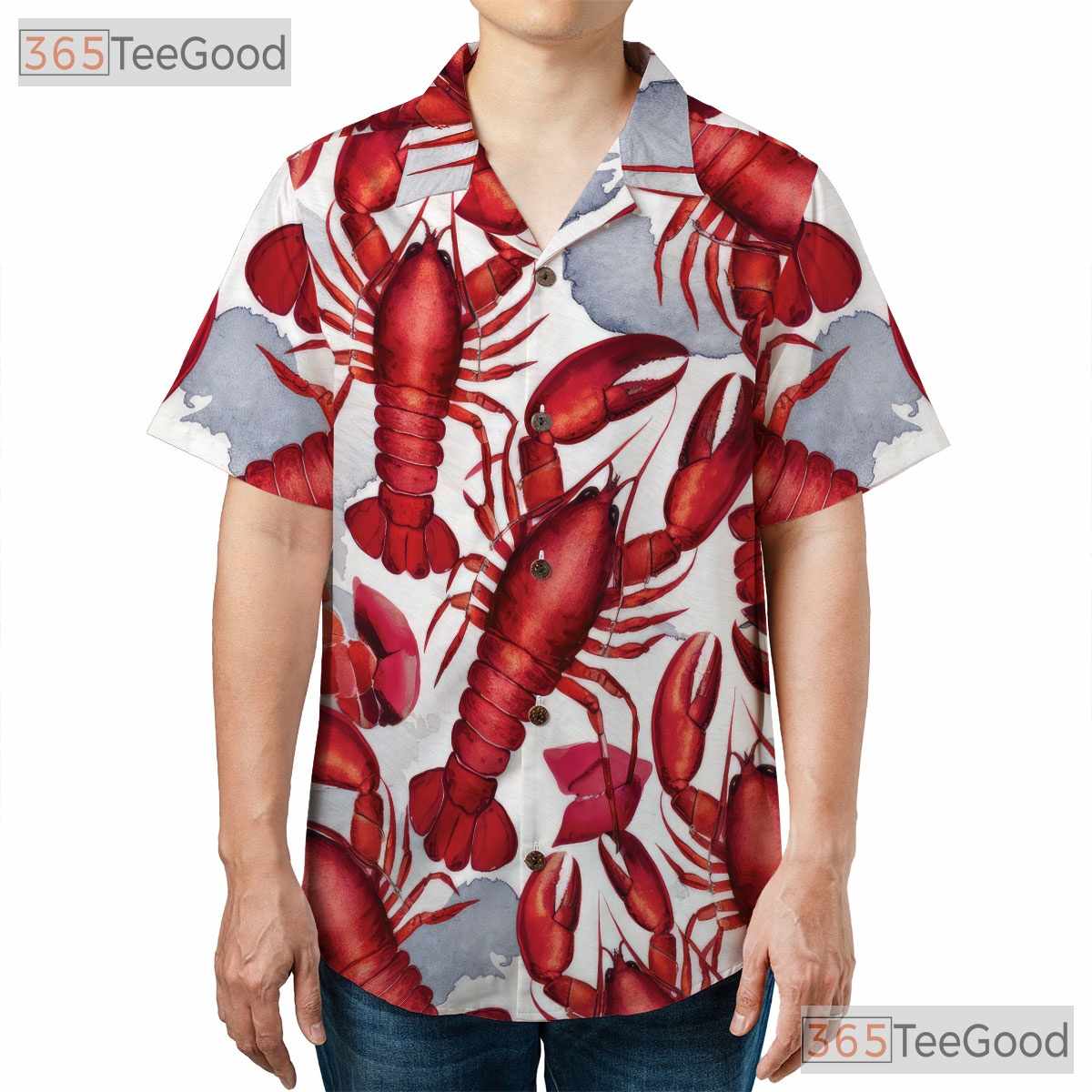 Unisex Red Lobster Seafood Beach Hawaiian Tee - Funny Aloha Summer Outfit