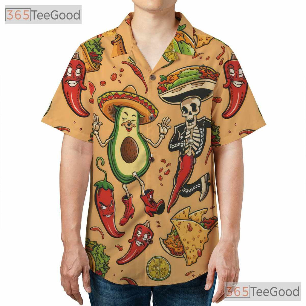 Funny Avocado Taco Hawaiian Shirt - Unisex Mexican Food Aloha Fiesta Tee