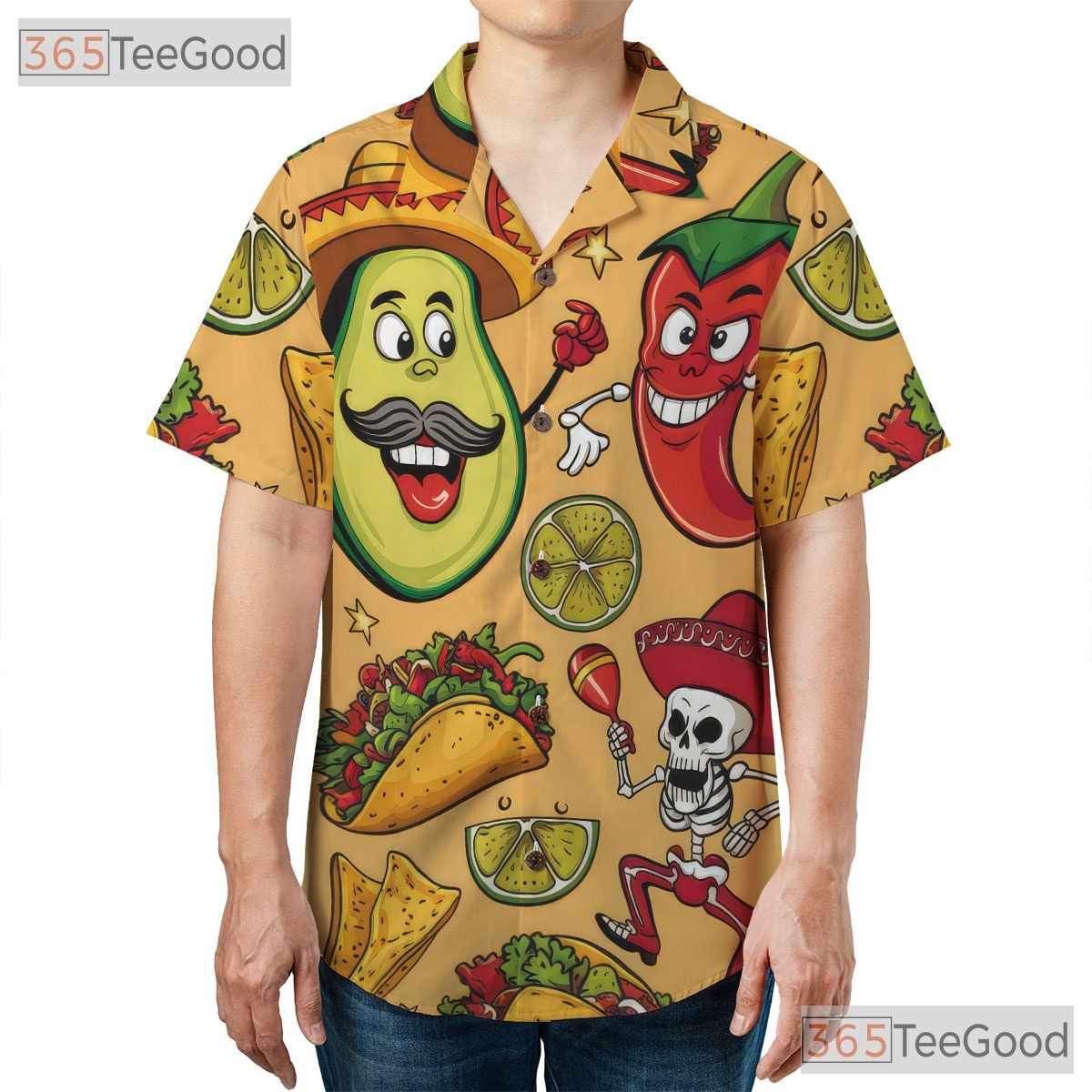 Unisex Taco Avocado Hawaiian Shirt - Funny Mexican Aloha Party Gift Tee