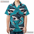 Great White Shark Hawaiian Shirt - Women's Ocean Surf Aloha Vacation Tee