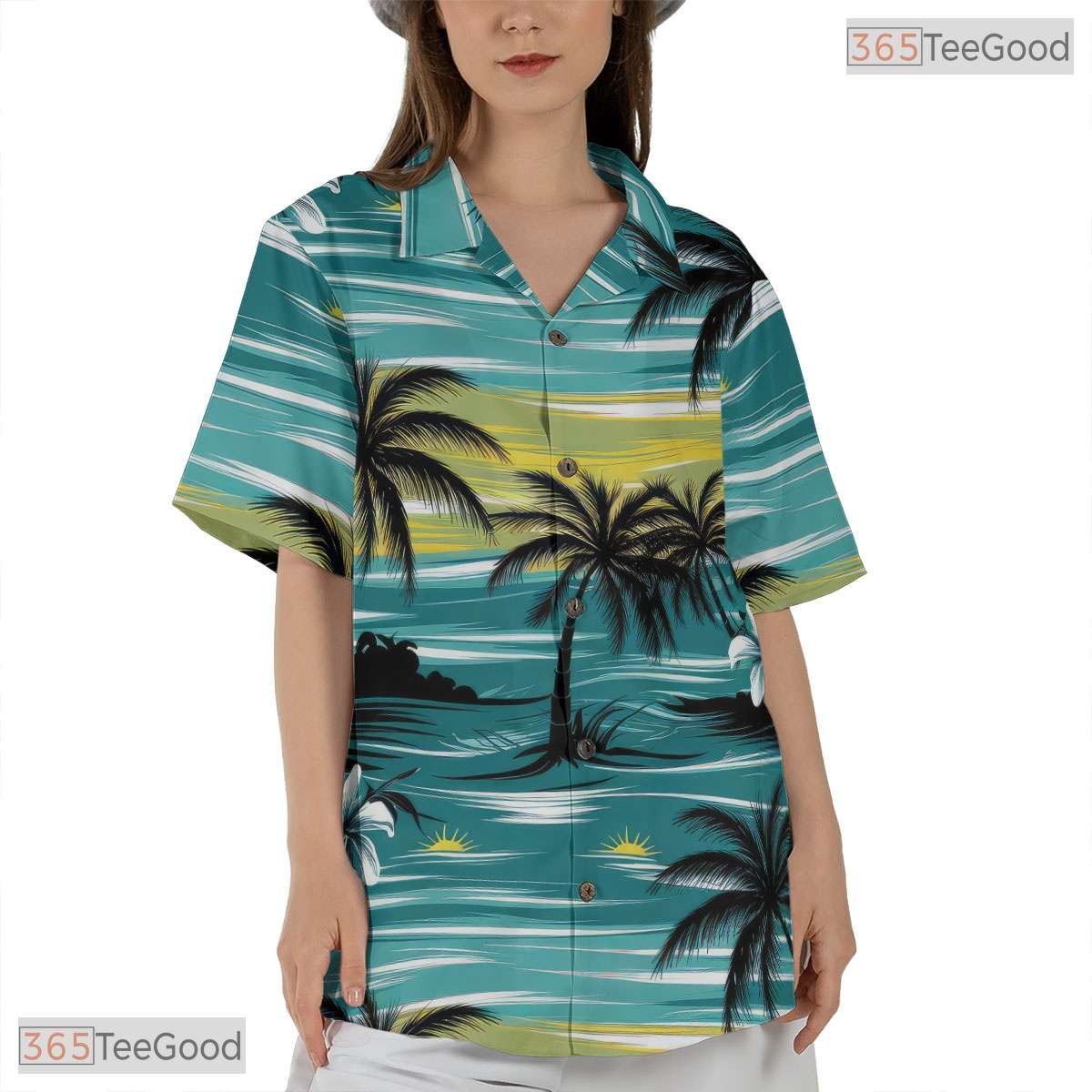Navy Blue Tropical Hawaiian Shirt - Women's Floral Beach Outfit