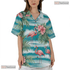 Vibrant Navy Tropical Hawaiian Shirt - Adult Summer Beach Outfit