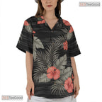 Tropical Pineapple Leaves Hawaiian Shirt - Blue Unisex Aloha Tee
