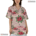 Black Teal Gold Leaf Hawaiian Shirt - Adult Aloha Party Wear