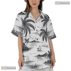 Tropical Teal Gold White Hawaiian Shirt - Unisex Aloha Vacation Tee