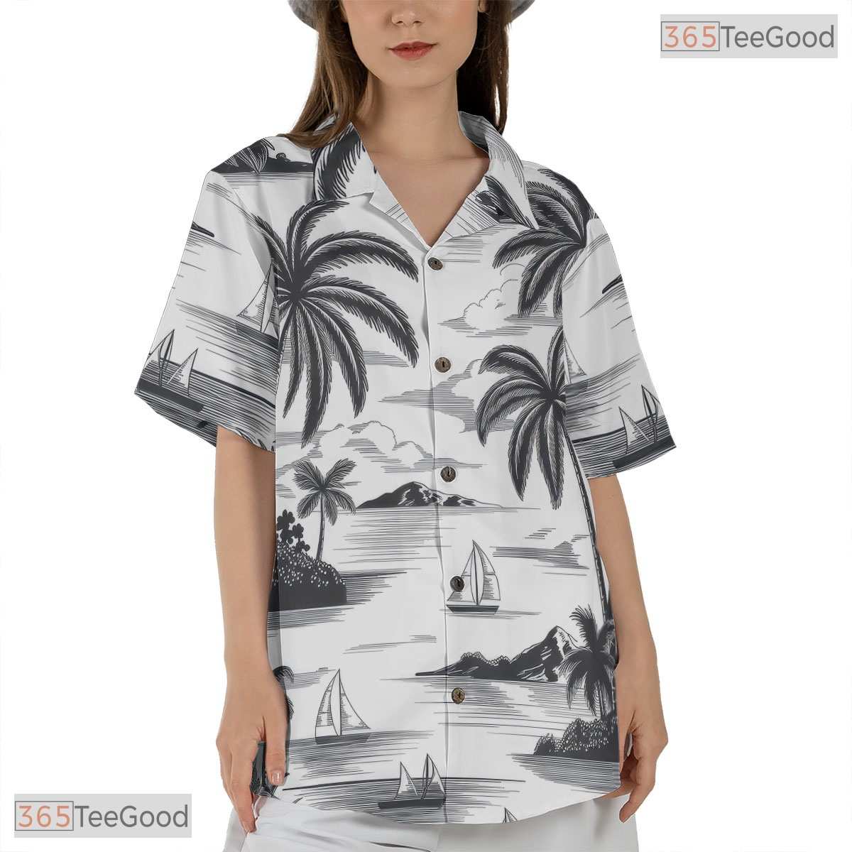 Tropical Teal Gold White Hawaiian Shirt - Unisex Aloha Vacation Tee