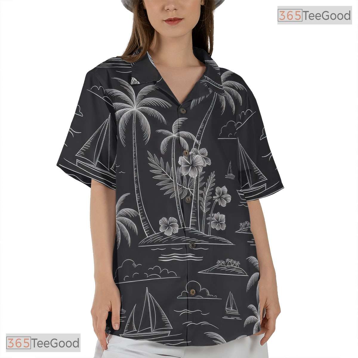 Relaxed Fit Teal Gold White Leaf Hawaiian Shirt - Unisex Aloha Tee