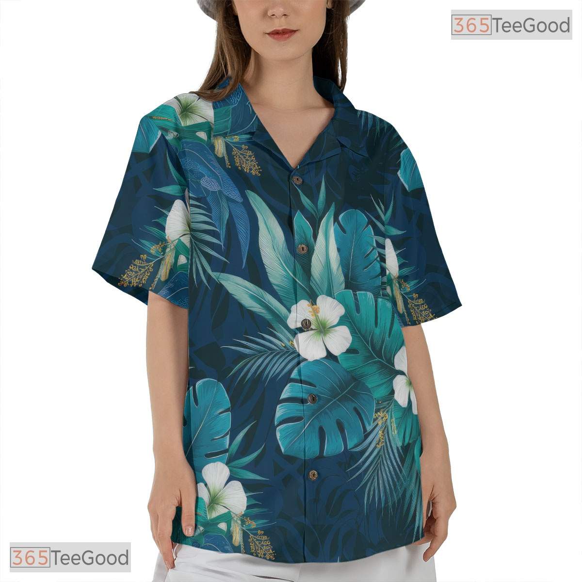 Black Blue Hibiscus Hawaiian Shirt - Men's Tropical Beach Party Tee