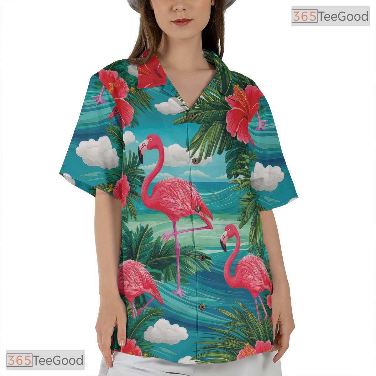 Black Blue Floral Aloha Hibiscus Hawaiian Shirt - Adult Beach Tee