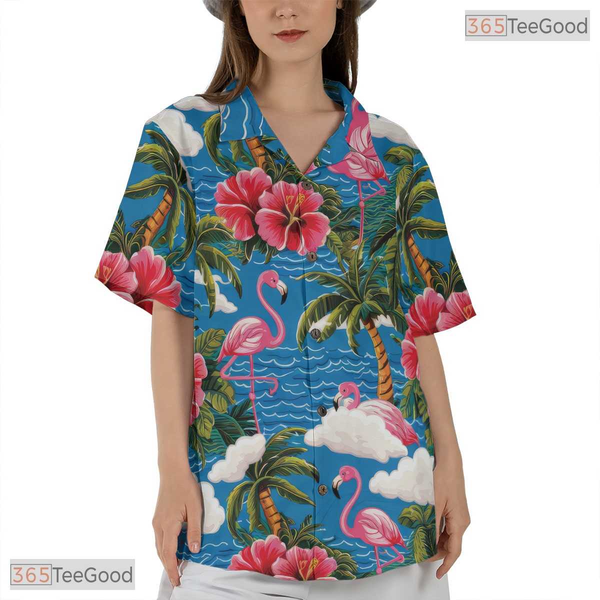 Black Blue Hibiscus Print Hawaiian Shirt - Unisex Vacation Tee