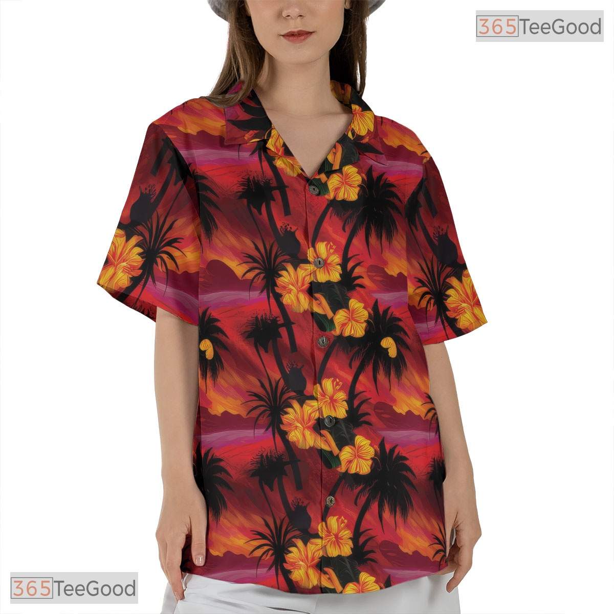 Light Blue Hibiscus Palm Hawaiian Shirt - Unisex Aloha Beachwear