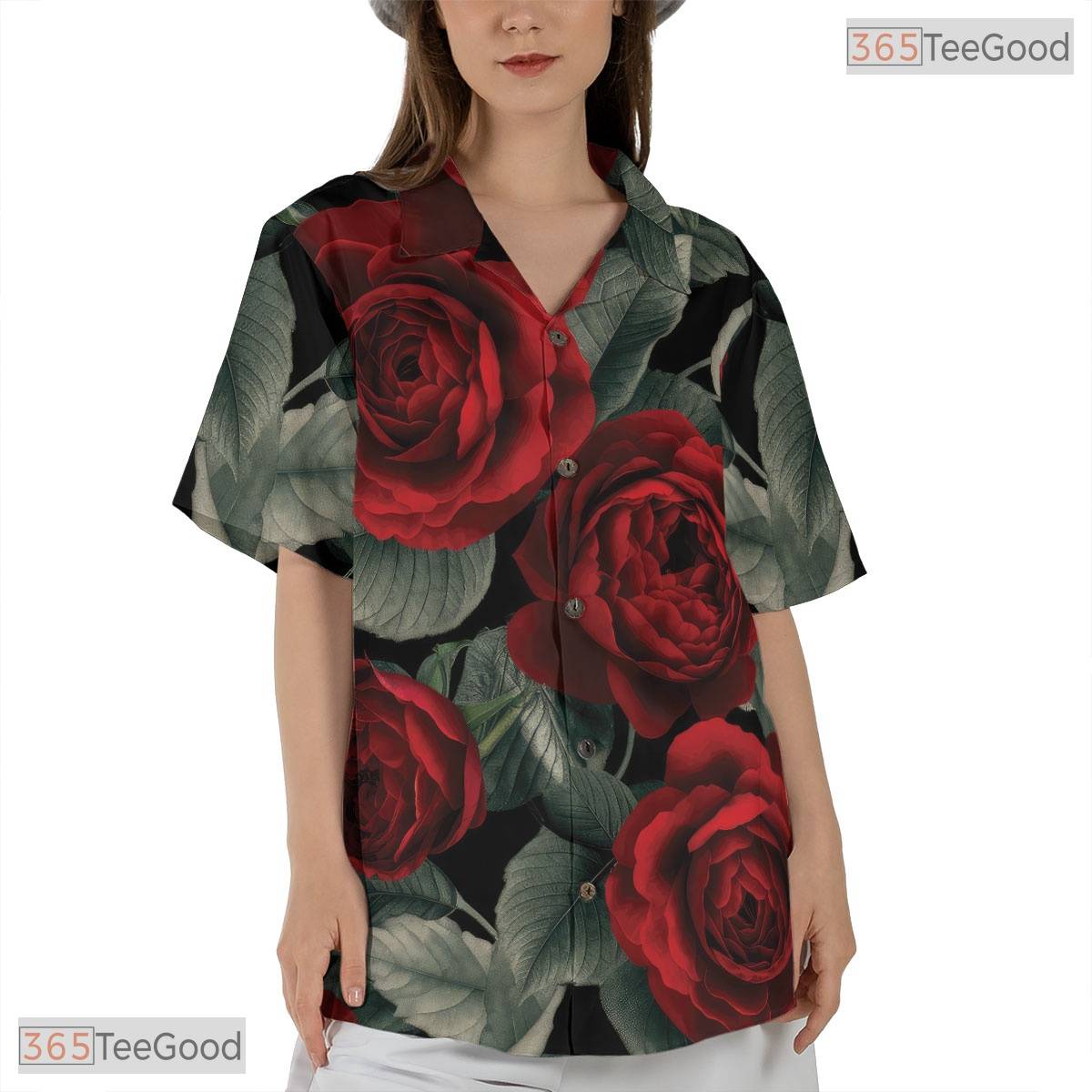 Light Blue Palm Leaf Hibiscus Hawaiian Shirt - Men's Beach Outfit