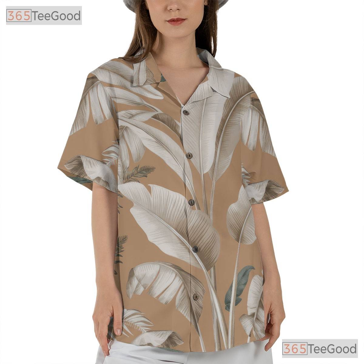 Casual Green Leaf Floral Hawaiian Shirt - Unisex Aloha Beach Tee