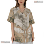 Flamingo Palm Leaf Hawaiian Tee - Summer Beach Party Outfit for Women