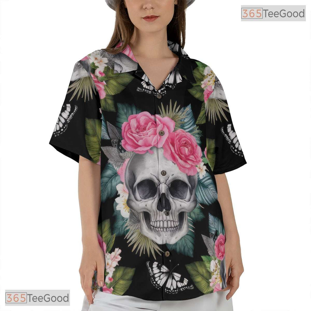 Tropical Navy Hawaiian Shirt - Hibiscus Palm Leaf Beachwear for Adults