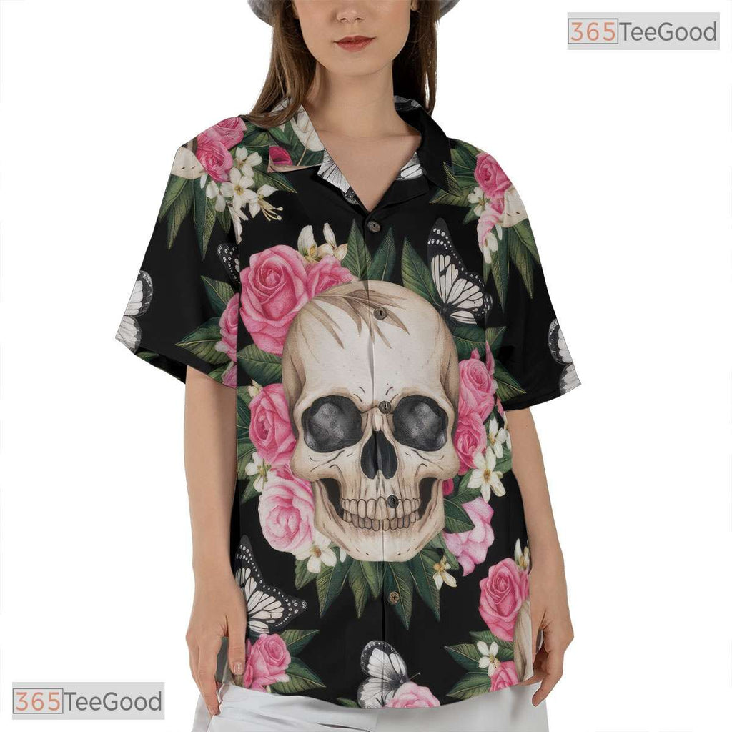 Navy Blue Tropical Hawaiian Tee - Palm Leaf Aloha Summer Vacation Wear