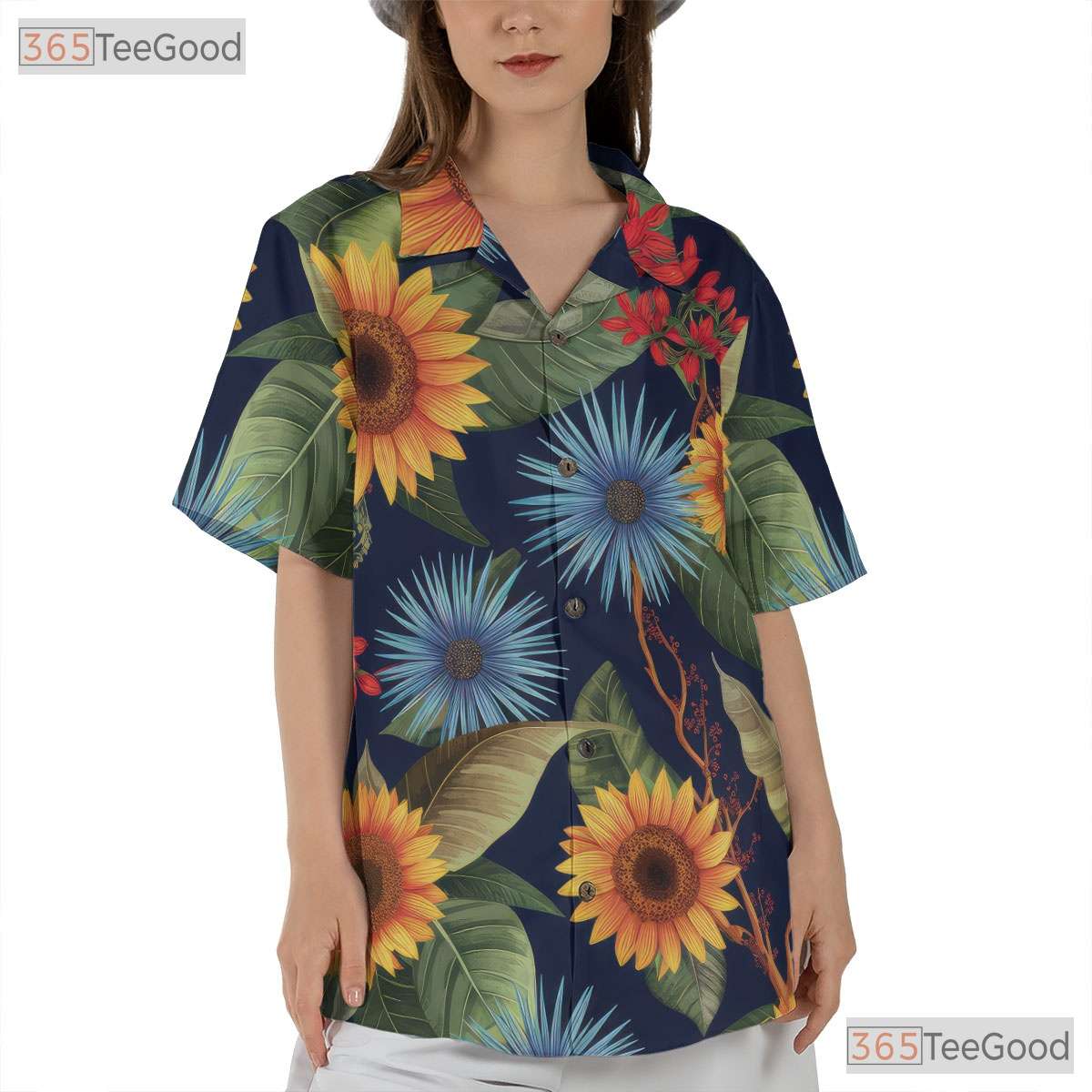 Sunflower Wildflower Hawaiian Shirt - Colorful Aloha Vacation Tee