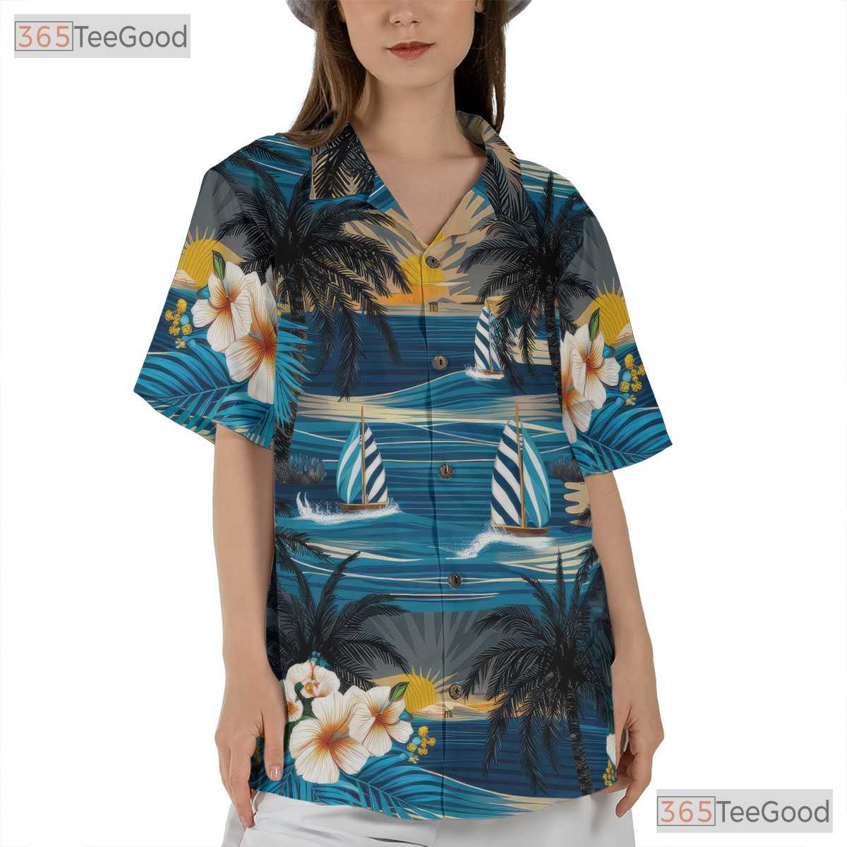 Beach Sunset Palm Hawaiian Shirt - Men's Summer Party Outfit