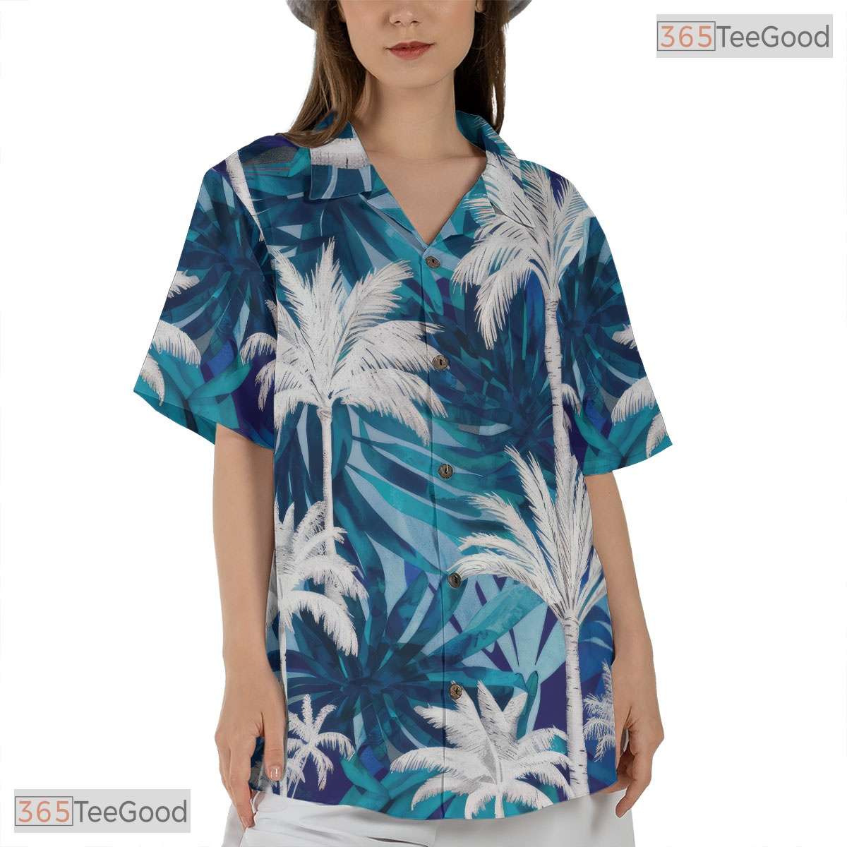 Navy Floral Paradise Hawaiian Tee - Seamless Aloha Tropical Vacation