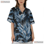 Tropical Blue Leaves Hawaiian Shirt - Unisex Aloha Vacation Tee
