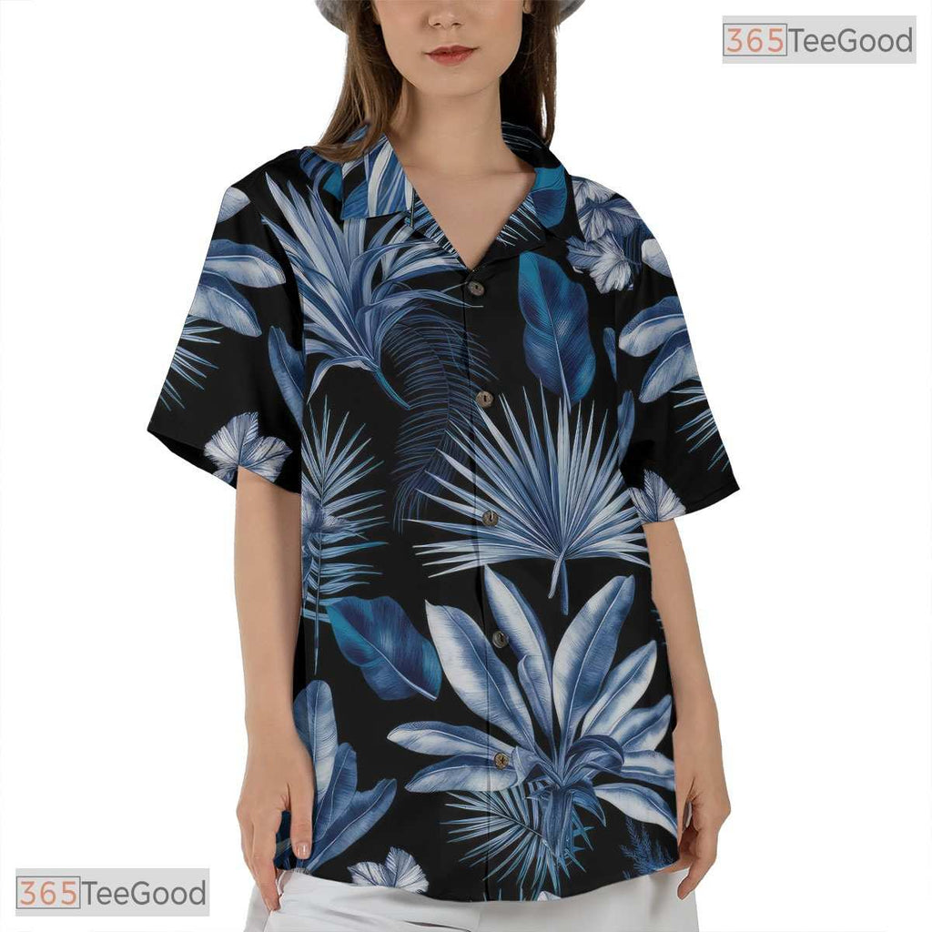 Midnight Bloom Hawaiian Tee - Tropical Hibiscus Aloha Shirt for Adults