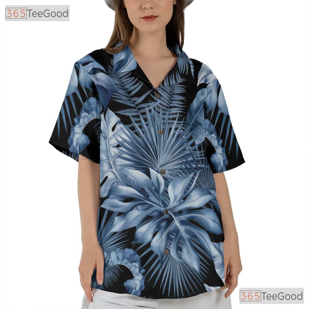 Tropical Blue Foliage Hawaiian Shirt - Unisex Summer Aloha Tee