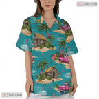 Vibrant Hibiscus Midnight Bloom Hawaiian Tee - Unisex Aloha Beachwear