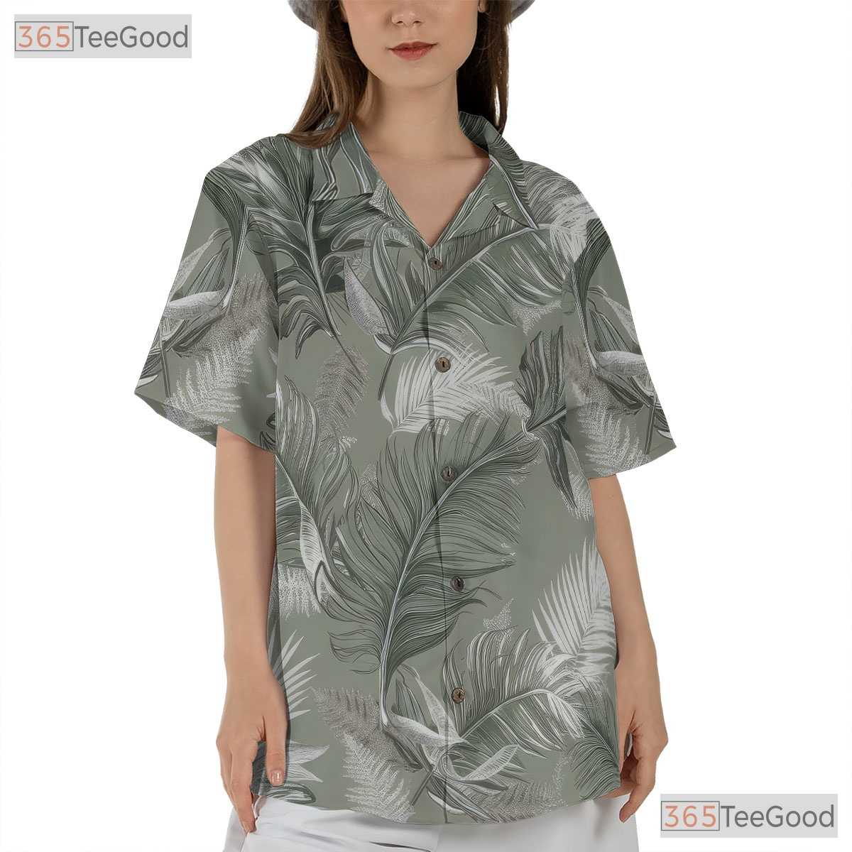 Minimalist Tropical Leaf Hawaiian Shirt - Stylish Unisex Tee