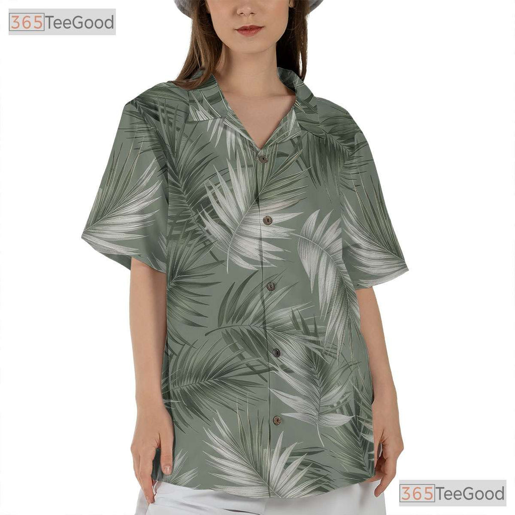 Sage Green Palm Trees Hawaiian Shirt - Adult Summer Beachwear