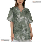 Tropical Flamingo Paradise Hawaiian Tee - Hibiscus Palm Aloha Women