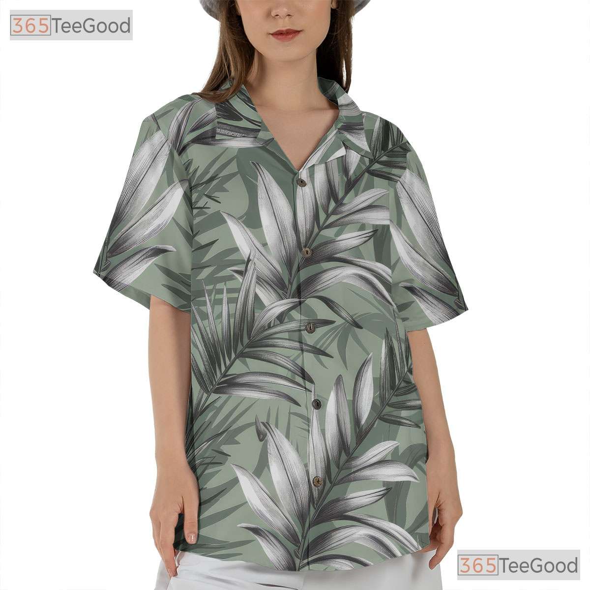 Short Sleeve Green Palm Hawaiian Shirt - Unisex Tropical Tee