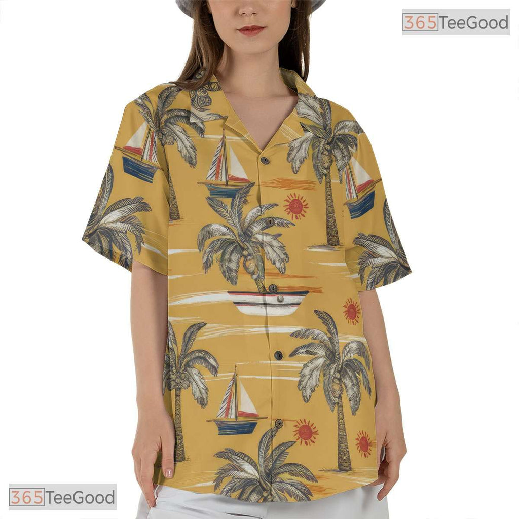 Green Foliage Palm Midnight Hawaiian Tee - Tropical Aloha Shirt Men